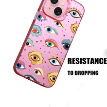 【BUY 4 ONLY PAY FOR 2】Pink Cute Case for iPhone with Unique Graphic Design, Hard Back + Soft Frame Protective Case - Cute Evil Eyes
