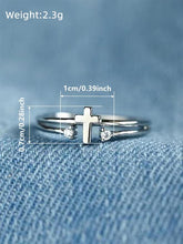 Fashion Rhinestone Decorated Cross Ring, Adjustable Rings, Fashion Jewelry for Party, Daily Decor, Trendy All-match & Exquisite Jewelry for Birthday Gift HNJZ0023