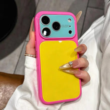 Summer Dopamine Color Block Phone Case, Large Window Full Camera Protection Shockproof Soft TPU Case for iPhone 17 Pro Max 16 15 14 13 Pro, Cute Pastel Contrast Color Phone Cover for Girls Women HNSJK0032