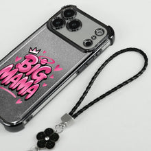 Glitter Pink Gradient Phone Case with Cute Crown & Hearts, Anti-Drop Soft Silicone Cover with Flower Lanyard for iPhone Samsung HNSJK0027