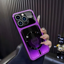 Magnetic Gradient Sports Car Style Phone Case, Hard PC Anti-Scratch MagSafe Compatible Protective Case for iPhone Pro Max, Full Camera Cutout Wireless Charging Smartphone Accessories HNSJK0028