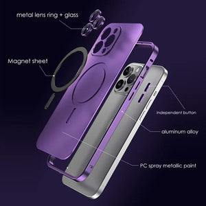 Magnetic Charging Aluminium Metal Bumper Matte Case Cover for iPhone
