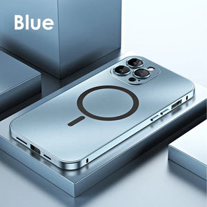 Magnetic Charging Aluminium Metal Bumper Matte Case Cover for iPhone
