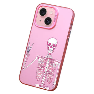 【BUY 4 ONLY PAY FOR 2】Pink Cute Case for iPhone with Unique Graphic Design, Hard Back + Soft Frame Protective Case - Halloween Skull