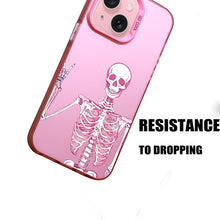 【BUY 4 ONLY PAY FOR 2】Pink Cute Case for iPhone with Unique Graphic Design, Hard Back + Soft Frame Protective Case - Halloween Skull