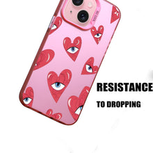 【BUY 4 ONLY PAY FOR 2】Pink Cute Case for iPhone with Unique Graphic Design, Hard Back + Soft Frame Protective Case - Heart Evil Eyes