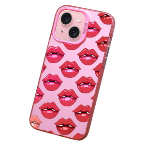 【BUY 4 ONLY PAY FOR 2】Pink Cute Case for iPhone with Unique Graphic Design, Hard Back + Soft Frame Protective Case - Lips