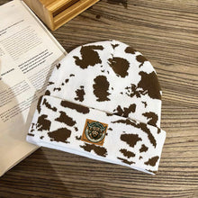 Autumn and winter new retro fashionable cow leopard print knitted hat woolen hat