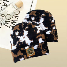 Autumn and winter new retro fashionable cow leopard print knitted hat woolen hat