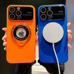 For iphone 15promax MagSafe iPhone Case with Integrated Stand and Large Window Design