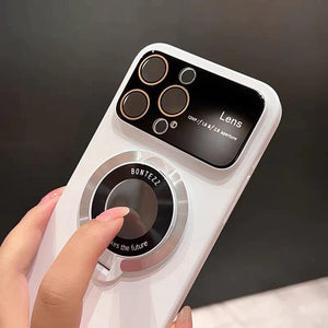 For iphone 15promax MagSafe iPhone Case with Integrated Stand and Large Window Design
