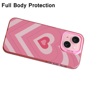 【BUY 4 ONLY PAY FOR 2】Pink Cute Case for iPhone with Unique Graphic Design, Hard Back + Soft Frame Protective Case - Hearts