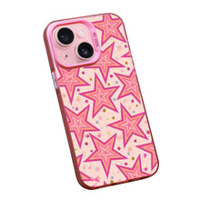 【BUY 4 ONLY PAY FOR 2】Pink Cute Case for iPhone with Unique Graphic Design, Hard Back + Soft Frame Protective Case - Bright Pastel Stars