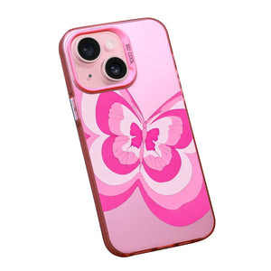 【BUY 4 ONLY PAY FOR 2】Pink Cute Case for iPhone with Unique Graphic Design, Hard Back + Soft Frame Protective Case - Butterfly