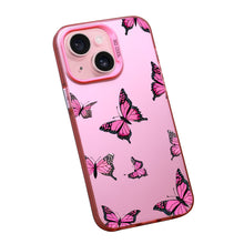 【BUY 4 ONLY PAY FOR 2】Pink Cute Case for iPhone with Unique Graphic Design, Hard Back + Soft Frame Protective Case - Butterflies