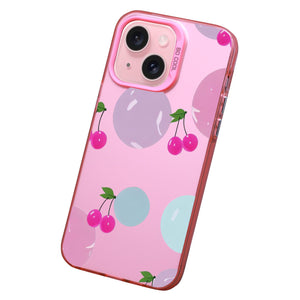 【BUY 4 ONLY PAY FOR 2】Pink Cute Case for iPhone with Unique Graphic Design, Hard Back + Soft Frame Protective Case - Pink Cheery