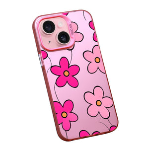 【BUY 4 ONLY PAY FOR 2】Pink Cute Case for iPhone with Unique Graphic Design, Hard Back + Soft Frame Protective Case - Daisy Flower