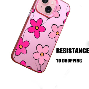 【BUY 4 ONLY PAY FOR 2】Pink Cute Case for iPhone with Unique Graphic Design, Hard Back + Soft Frame Protective Case - Daisy Flower