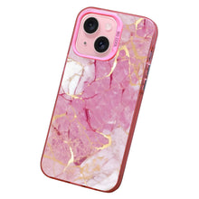 【BUY 4 ONLY PAY FOR 2】Pink Cute Case for iPhone with Unique Graphic Design, Hard Back + Soft Frame Protective Case - Gold Marble