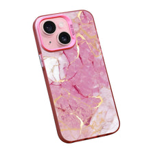 【BUY 4 ONLY PAY FOR 2】Pink Cute Case for iPhone with Unique Graphic Design, Hard Back + Soft Frame Protective Case - Gold Marble