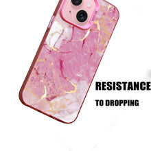 【BUY 4 ONLY PAY FOR 2】Pink Cute Case for iPhone with Unique Graphic Design, Hard Back + Soft Frame Protective Case - Gold Marble