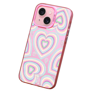 【BUY 4 ONLY PAY FOR 2】Pink Cute Case for iPhone with Unique Graphic Design, Hard Back + Soft Frame Protective Case - Heart