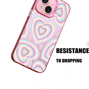 【BUY 4 ONLY PAY FOR 2】Pink Cute Case for iPhone with Unique Graphic Design, Hard Back + Soft Frame Protective Case - Heart