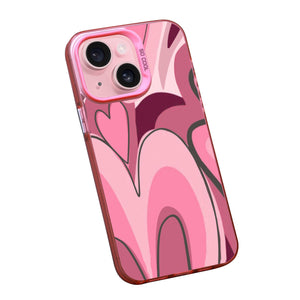 【BUY 4 ONLY PAY FOR 2】Pink Cute Case for iPhone with Unique Graphic Design, Hard Back + Soft Frame Protective Case - Heart