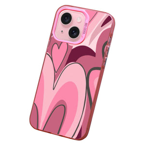 【BUY 4 ONLY PAY FOR 2】Pink Cute Case for iPhone with Unique Graphic Design, Hard Back + Soft Frame Protective Case - Heart