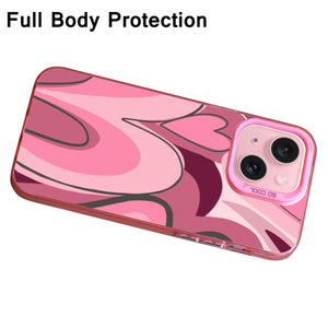 【BUY 4 ONLY PAY FOR 2】Pink Cute Case for iPhone with Unique Graphic Design, Hard Back + Soft Frame Protective Case - Heart