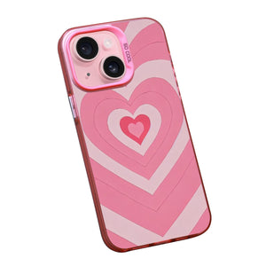 【BUY 4 ONLY PAY FOR 2】Pink Cute Case for iPhone with Unique Graphic Design, Hard Back + Soft Frame Protective Case - Pink Heart