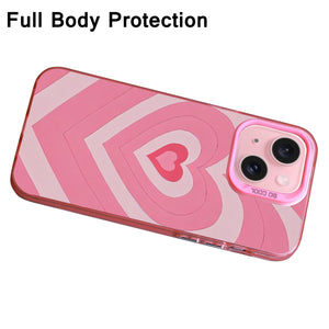 【BUY 4 ONLY PAY FOR 2】Pink Cute Case for iPhone with Unique Graphic Design, Hard Back + Soft Frame Protective Case - Pink Heart