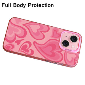 【BUY 4 ONLY PAY FOR 2】Pink Cute Case for iPhone with Unique Graphic Design, Hard Back + Soft Frame Protective Case - Heart