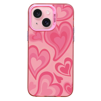 【BUY 4 ONLY PAY FOR 2】Pink Cute Case for iPhone with Unique Graphic Design, Hard Back + Soft Frame Protective Case - Heart