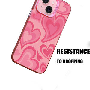 【BUY 4 ONLY PAY FOR 2】Pink Cute Case for iPhone with Unique Graphic Design, Hard Back + Soft Frame Protective Case - Heart