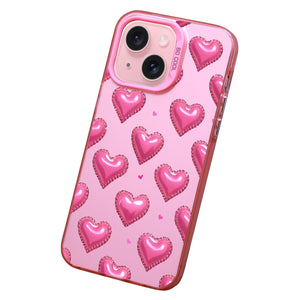 【BUY 4 ONLY PAY FOR 2】Pink Cute Case for iPhone with Unique Graphic Design, Hard Back + Soft Frame Protective Case - Pink Hearts