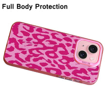 【BUY 4 ONLY PAY FOR 2】Pink Cute Case for iPhone with Unique Graphic Design, Hard Back + Soft Frame Protective Case - Leopard