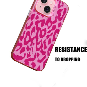 【BUY 4 ONLY PAY FOR 2】Pink Cute Case for iPhone with Unique Graphic Design, Hard Back + Soft Frame Protective Case - Leopard