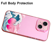 【BUY 4 ONLY PAY FOR 2】Pink Cute Case for iPhone with Unique Graphic Design, Hard Back + Soft Frame Protective Case - Ocean Wave