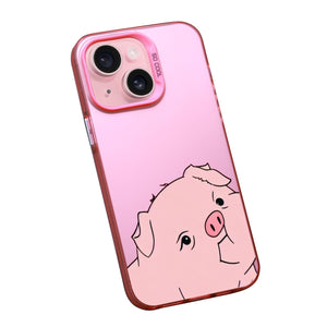 【BUY 4 ONLY PAY FOR 2】Pink Cute Case for iPhone with Unique Graphic Design, Hard Back + Soft Frame Protective Case - Pig