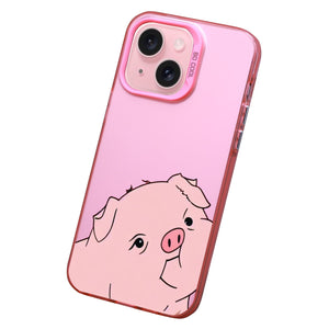 【BUY 4 ONLY PAY FOR 2】Pink Cute Case for iPhone with Unique Graphic Design, Hard Back + Soft Frame Protective Case - Pig