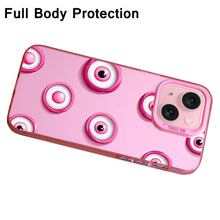 【BUY 4 ONLY PAY FOR 2】Pink Cute Case for iPhone with Unique Graphic Design, Hard Back + Soft Frame Protective Case - Evil Eyes