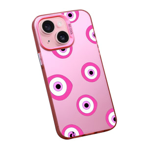 【BUY 4 ONLY PAY FOR 2】Pink Cute Case for iPhone with Unique Graphic Design, Hard Back + Soft Frame Protective Case - Evil Eyes