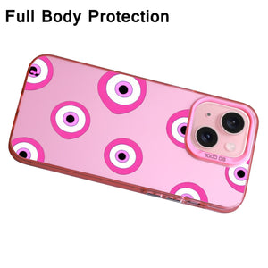 【BUY 4 ONLY PAY FOR 2】Pink Cute Case for iPhone with Unique Graphic Design, Hard Back + Soft Frame Protective Case - Evil Eyes