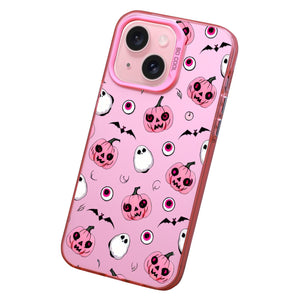 【BUY 4 ONLY PAY FOR 2】Pink Cute Case for iPhone with Unique Graphic Design, Hard Back + Soft Frame Protective Case - Halloween Pumpkin