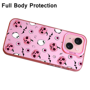 【BUY 4 ONLY PAY FOR 2】Pink Cute Case for iPhone with Unique Graphic Design, Hard Back + Soft Frame Protective Case - Halloween Pumpkin