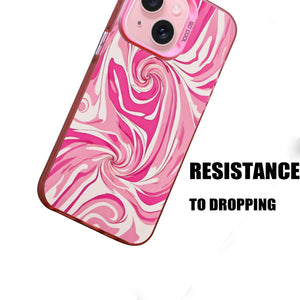 【BUY 4 ONLY PAY FOR 2】Pink Cute Case for iPhone with Unique Graphic Design, Hard Back + Soft Frame Protective Case - Swirl