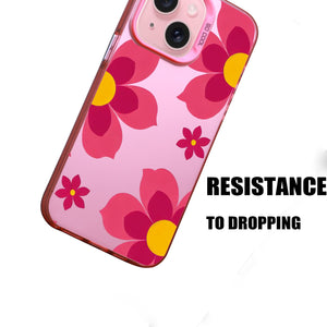 【BUY 4 ONLY PAY FOR 2】Pink Cute Case for iPhone with Unique Graphic Design, Hard Back + Soft Frame Protective Case - Retro Floral