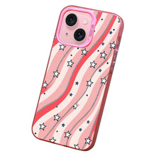 【BUY 4 ONLY PAY FOR 2】Pink Cute Case for iPhone with Unique Graphic Design, Hard Back + Soft Frame Protective Case - Stars and Stripes