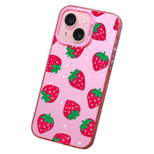 【BUY 4 ONLY PAY FOR 2】Pink Cute Case for iPhone with Unique Graphic Design, Hard Back + Soft Frame Protective Case - Strawberry